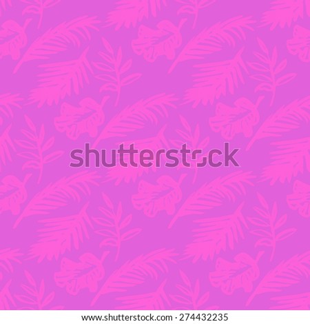 Beautiful seamless tropical jungle floral pattern background with palm leaves. Vector illustration.