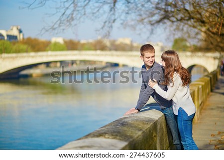 Young romantic couple in Paris, walking together