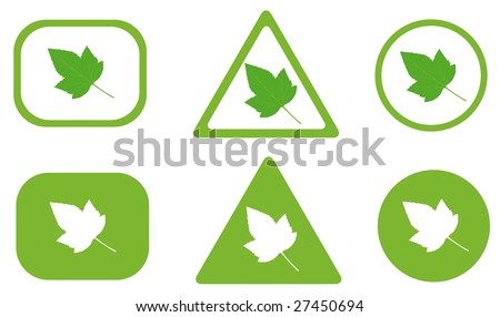green environmental icons, raster, isolated on a white background