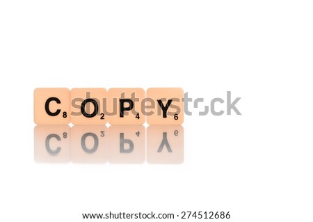 Copy word tiles isolated on white