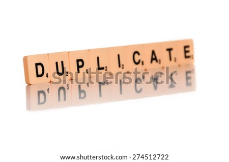duplicate word tiles isolated on white