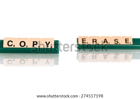 Copy Erase Letter Tiles Isolated on White