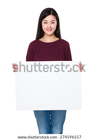 Woman show with white card