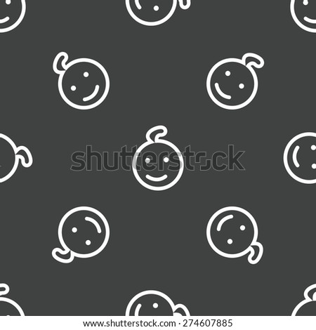 Image of smiling child face repeated on grey background
