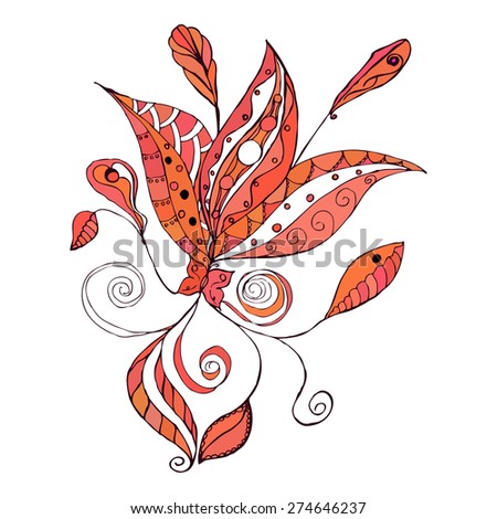 Doodle floral element for design. Hand drawn vector