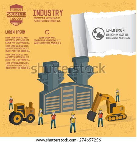 Factory and industry design on yellow background,clean vector