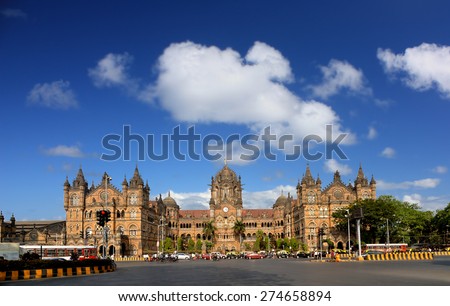 Mumbai India Chhatrapati Shivaji Terminus UNESCO historic Indian terminal Royalty-Free Stock Photo #274658894