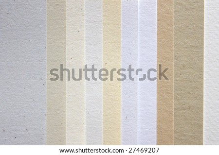 Paper samples with different textures and colours