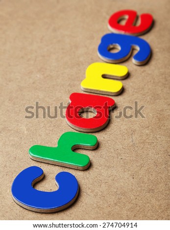 Change word made of colorful magnets