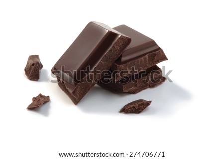 Chocolate pieces and chunks isolated on a white background. Royalty-Free Stock Photo #274706771