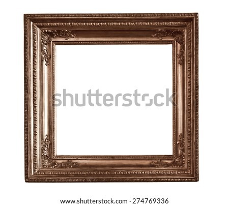 antique wooden frame On white background