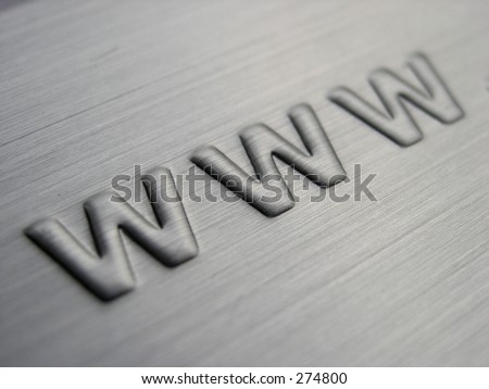 3d www letters pressed out in mettalic effect background.