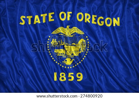 Oregon flag pattern on the fabric texture ,vintage style