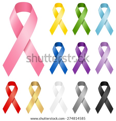 Awareness Ribbons - Set of realistic vector awareness ribbons in 12 different colors.  Each ribbon element is grouped separately for easy editing.
