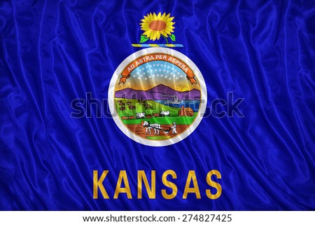 Kansas flag pattern on the fabric texture ,vintage style