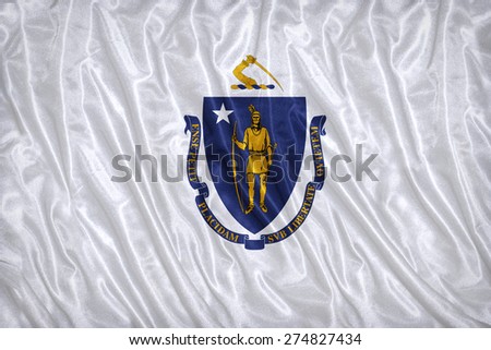 Massachusetts flag pattern on the fabric texture ,vintage style