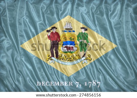 Delaware flag pattern on the fabric texture ,vintage style