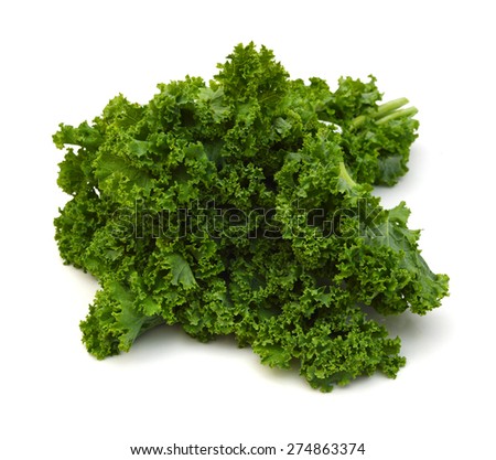 Green leafy kale vegetable isolated on white studio background 