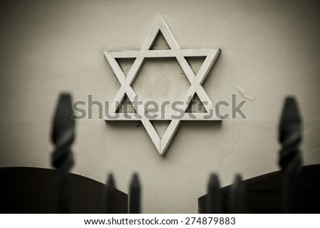 Symbol of Jewish star, the old Jewish synagogue. Royalty-Free Stock Photo #274879883