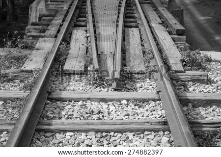 Black and white rail way or rip road for transportation background