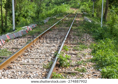 Rail way track with green tree for transportation background