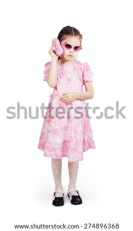 Little pretty girl wearing beautiful pink dress