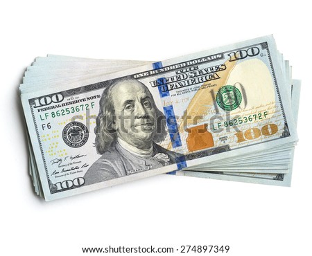 scrolled stack of  dollar bills Royalty-Free Stock Photo #274897349