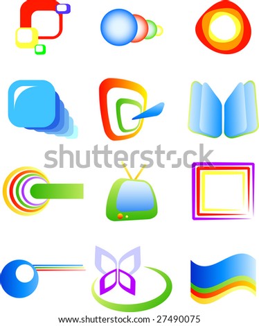 Abstract vector symbols, twelve elements four your design, isolated on white