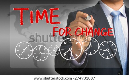 time for change concept hand drawing by businessman