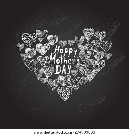 Mothers day chalkboard background with abstract heart, design element
