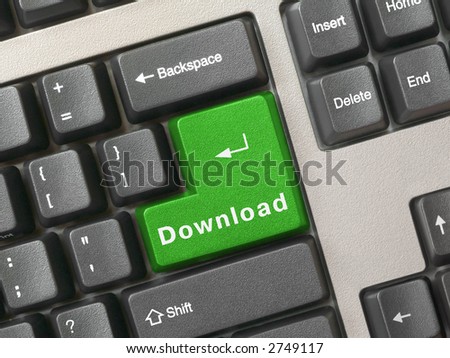 Keyboard - green key Download, closeup