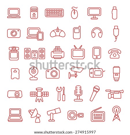 Gadgets line icon set