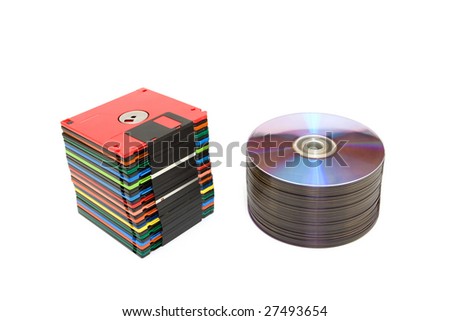 stack of compact and floppy disk