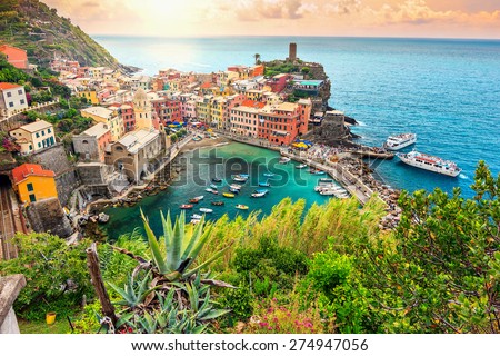 Panorama of Vernazza and suspended garden,Cinque Terre National Park,Liguria,Italy,Europe Royalty-Free Stock Photo #274947056