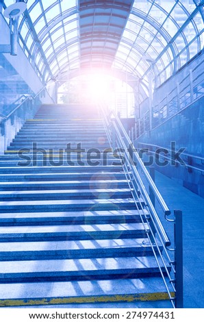 subway station interior with stairs up