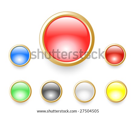 Vector golden glossy colorful buttons. Raster version