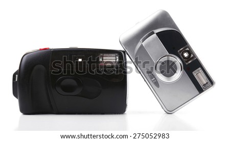 Retro cameras isolated on white