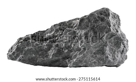 Grey and white layered rock on white background