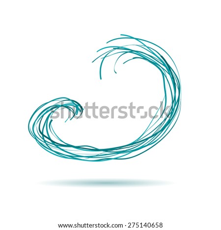 Vector sign drawing abstract blue wave