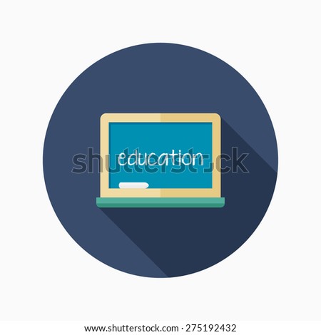 blackboard flat icon with long shadow on blue circle background , educational concepts , vector illustration , eps10