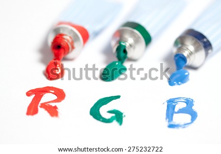 Acryl colours in red, green and blue