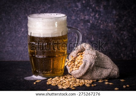 Beer on wood table