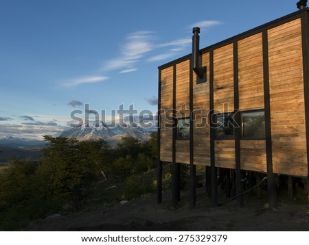 View of Awasi Lodge, Torres del Paine National Park, Patagonia, Chile Royalty-Free Stock Photo #275329379