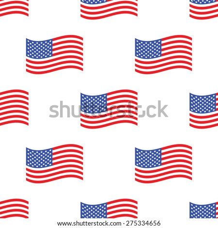 Vector image of american flag repeated on white background