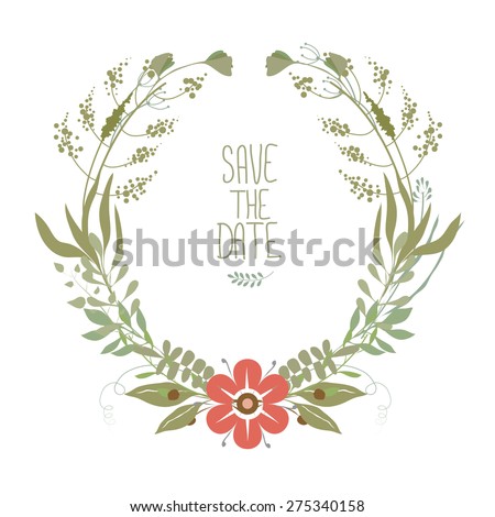 Vector illustration of a flower wreath for wedding invitation and other designs