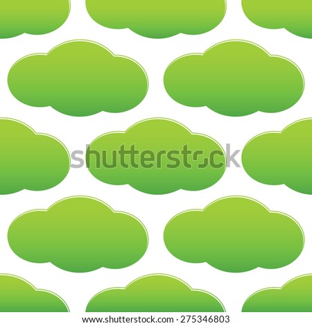 Vector green cloud repeated on white background