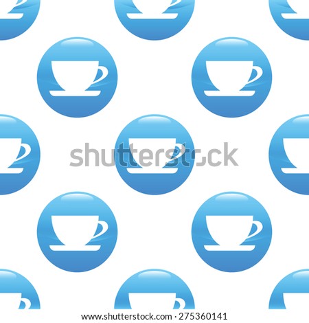 Round sign with silhouette of cup repeated on white background