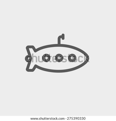Submarine icon thin line for web and mobile, modern minimalistic flat design. Vector dark grey icon on light grey background.