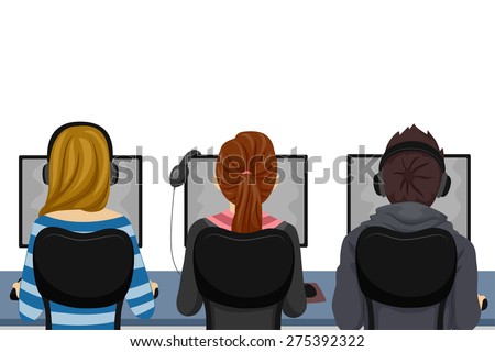 Illustration of Teenage Students Using Computers at the Computer Laboratory