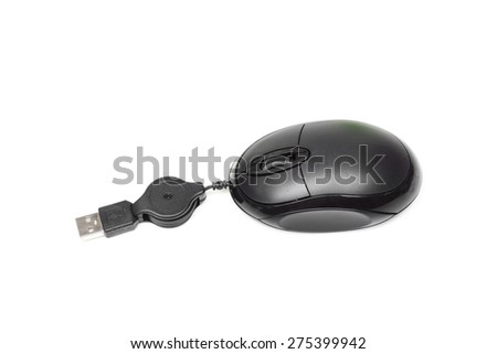 black computer mouse isolated